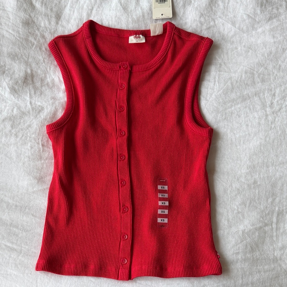 Levi's Bright Red Ribbed Tank Top